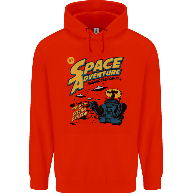 Space Adventure Astronaut Childrens Kids Hoodie Bright Red