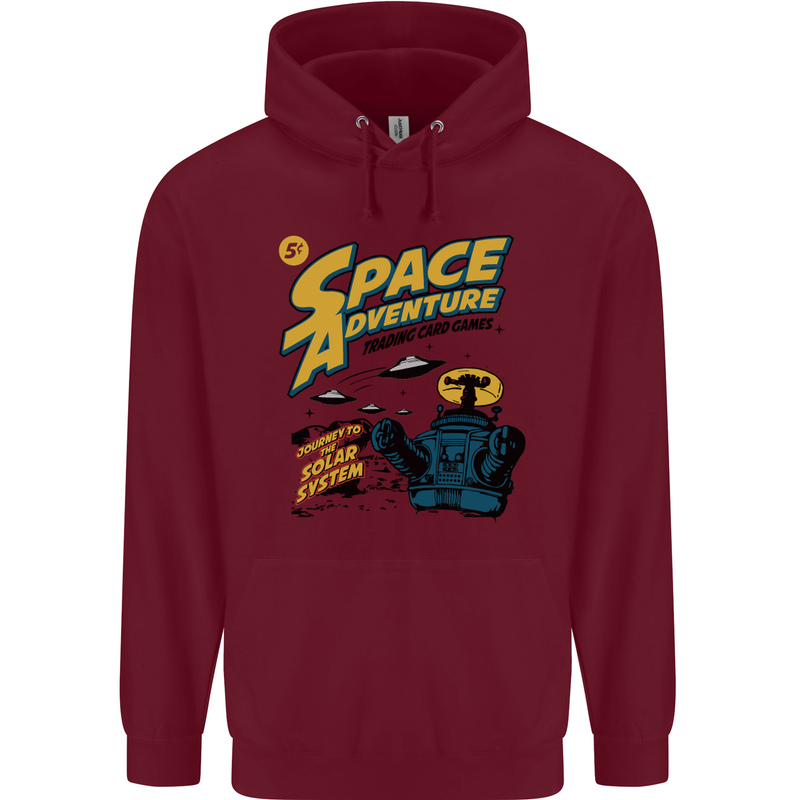 Space Adventure Astronaut Childrens Kids Hoodie Maroon