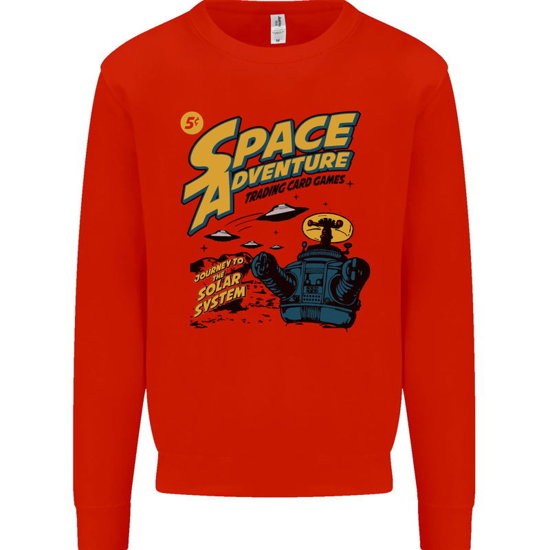 Space Adventure Astronaut Kids Sweatshirt Jumper Bright Red