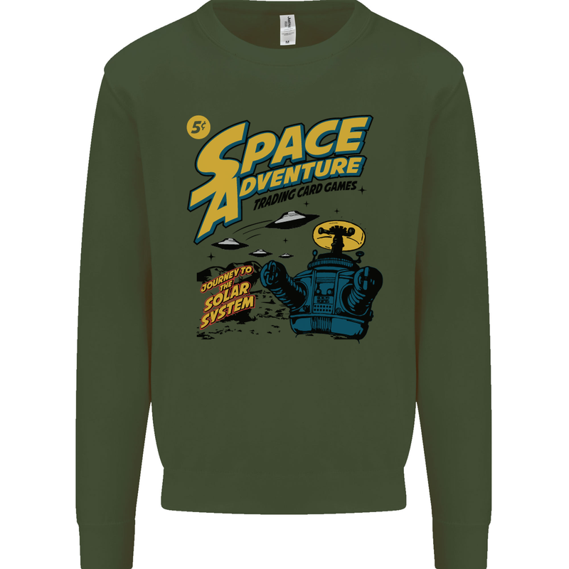 Space Adventure Astronaut Kids Sweatshirt Jumper Forest Green