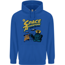 Space Adventure Astronaut Mens 80% Cotton Hoodie Royal Blue