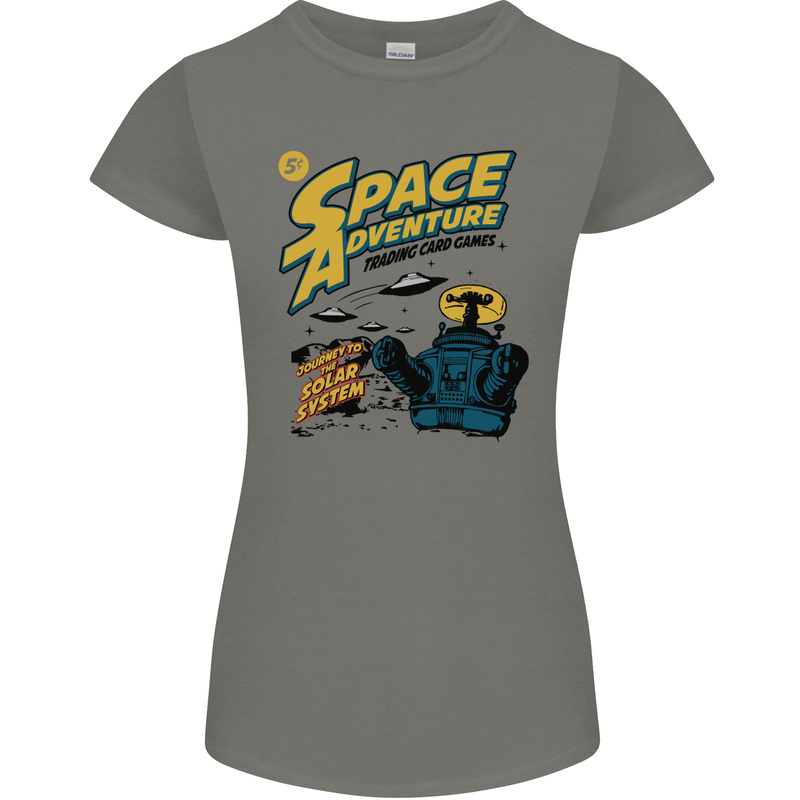 Space Adventure Astronaut Womens Petite Cut T-Shirt Charcoal