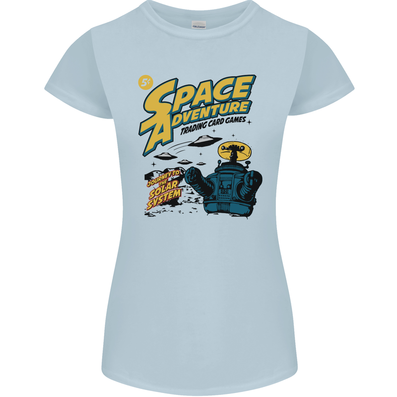 Space Adventure Astronaut Womens Petite Cut T-Shirt Light Blue