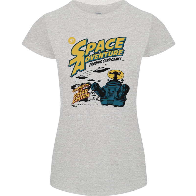 Space Adventure Astronaut Womens Petite Cut T-Shirt Sports Grey