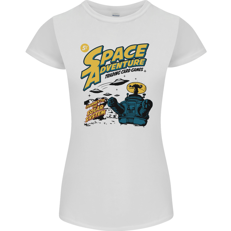 Space Adventure Astronaut Womens Petite Cut T-Shirt White