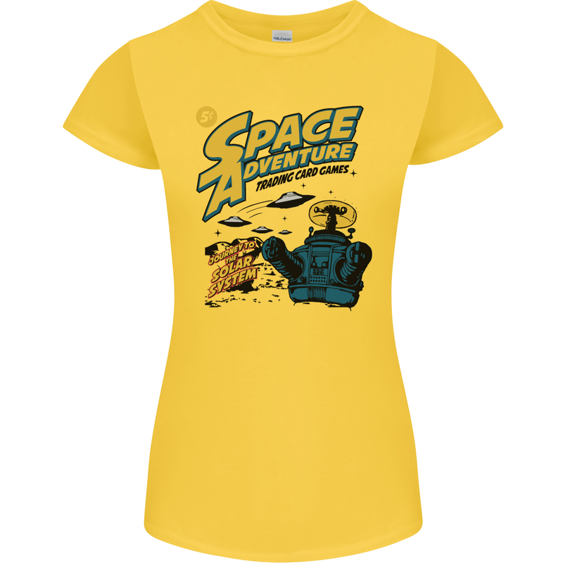 Space Adventure Astronaut Womens Petite Cut T-Shirt Yellow
