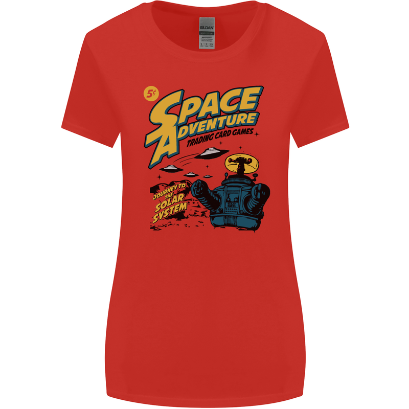 Space Adventure Astronaut Womens Wider Cut T-Shirt Red