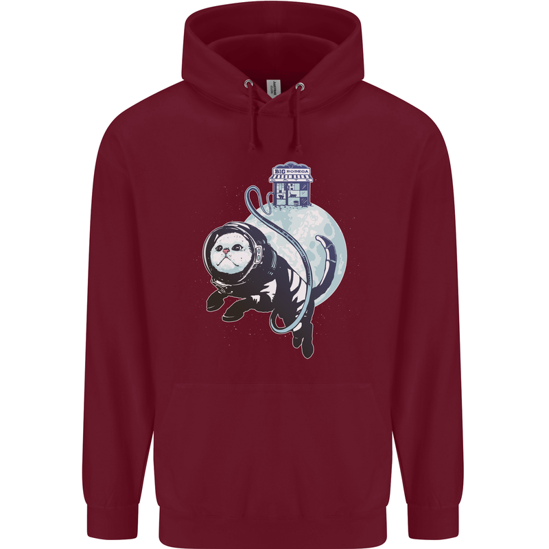 Space Astronaut Cat Funny Childrens Kids Hoodie Maroon
