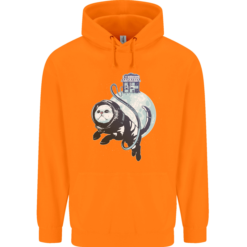 Space Astronaut Cat Funny Childrens Kids Hoodie Orange
