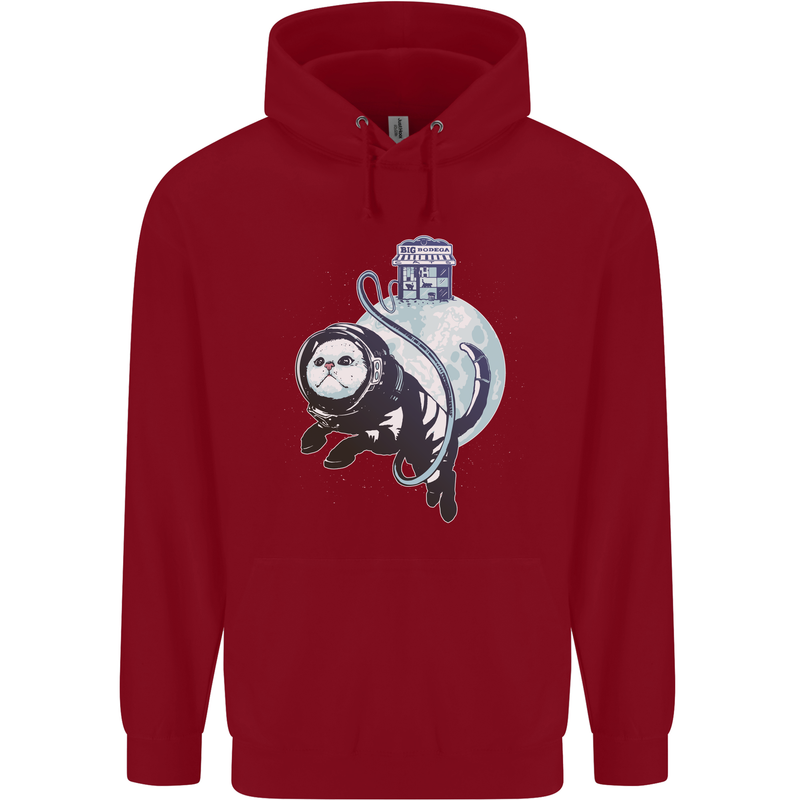 Space Astronaut Cat Funny Childrens Kids Hoodie Red