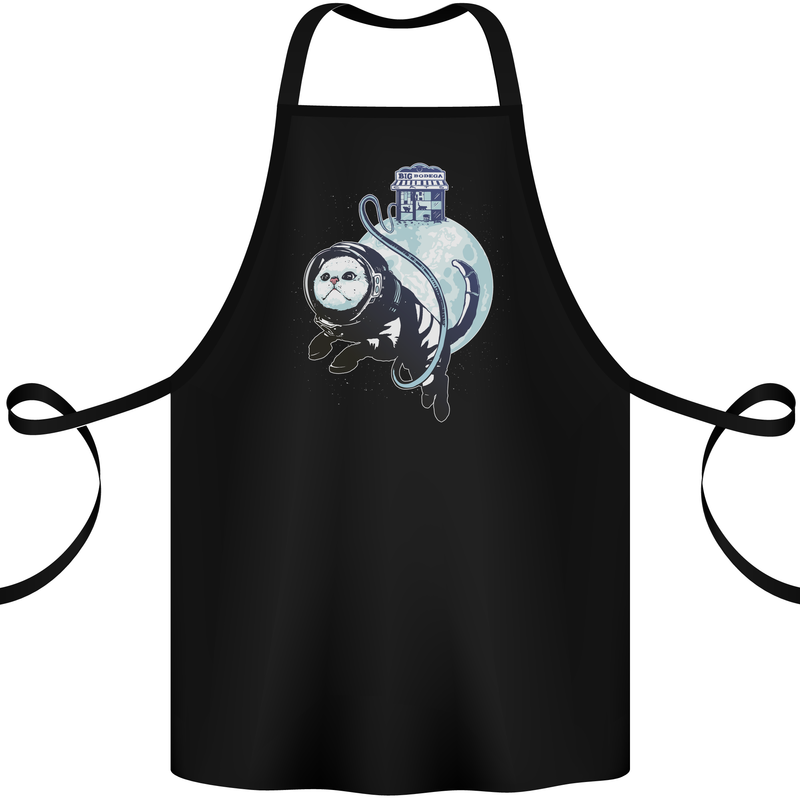 Space Astronaut Cat Funny Cotton Apron 100% Organic Black