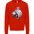 Space Astronaut Cat Funny Kids Sweatshirt Jumper Bright Red