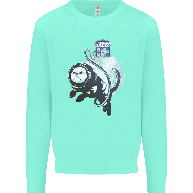Space Astronaut Cat Funny Kids Sweatshirt Jumper Peppermint