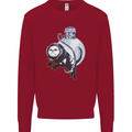 Space Astronaut Cat Funny Kids Sweatshirt Jumper Red