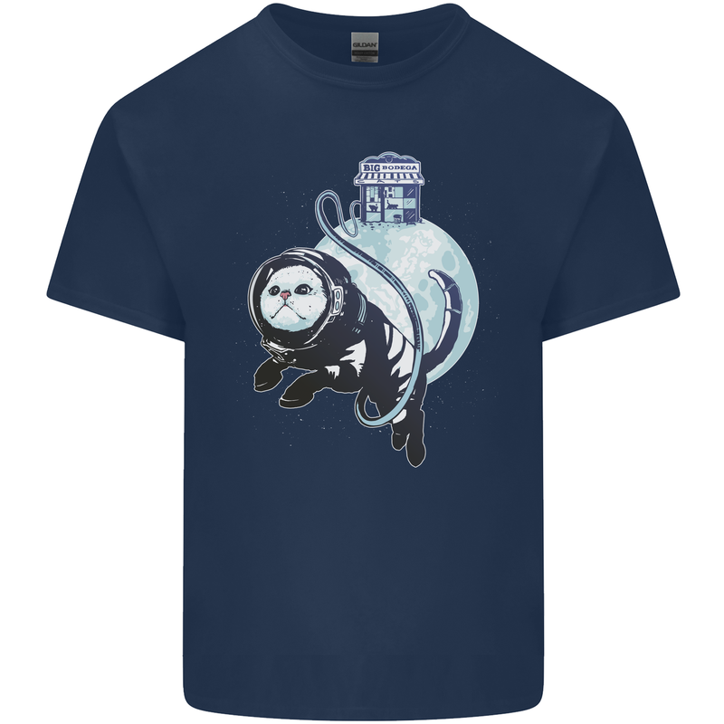 Space Astronaut Cat Funny Kids T-Shirt Childrens Navy Blue