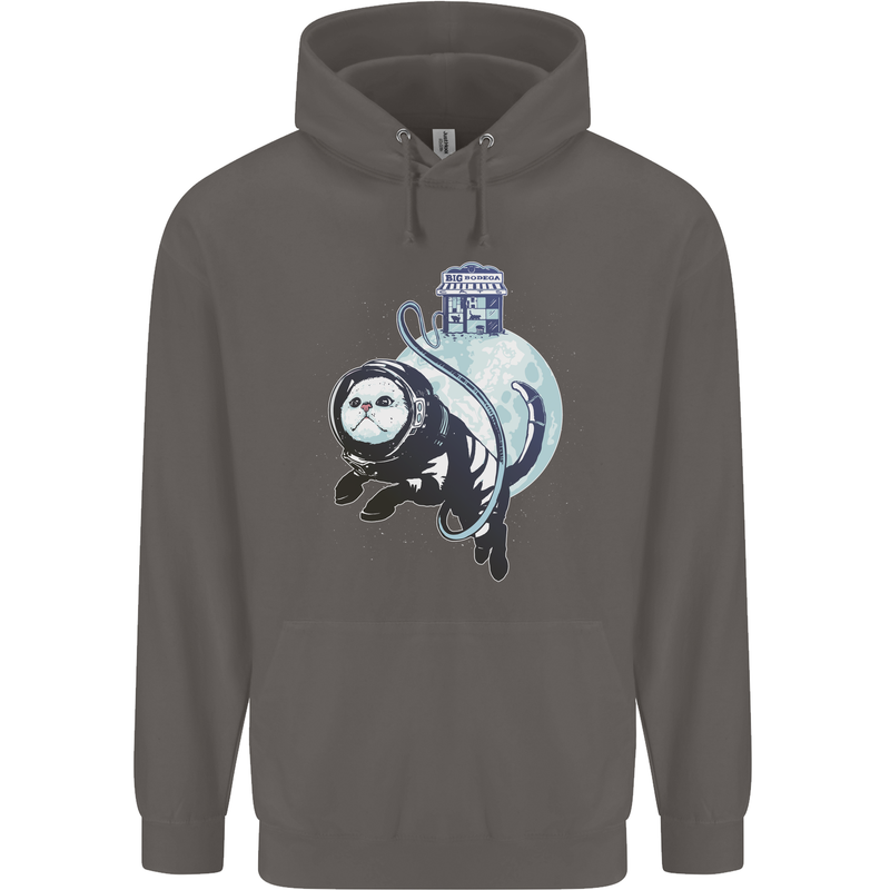 Space Astronaut Cat Funny Mens 80% Cotton Hoodie Charcoal