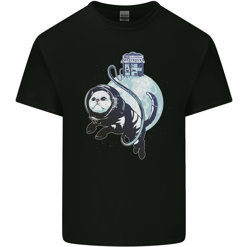 Space Astronaut Cat Funny Mens Cotton T-Shirt Tee Top Black