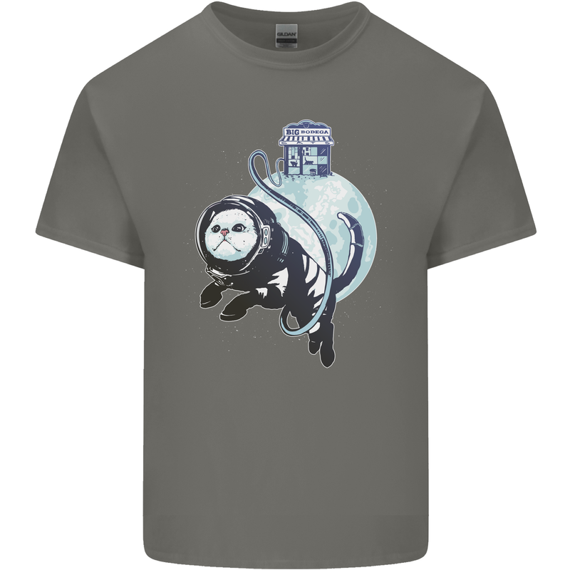 Space Astronaut Cat Funny Mens Cotton T-Shirt Tee Top Charcoal