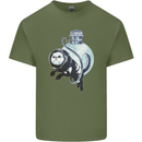 Space Astronaut Cat Funny Mens Cotton T-Shirt Tee Top Military Green