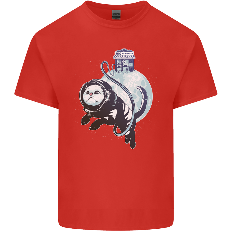 Space Astronaut Cat Funny Mens Cotton T-Shirt Tee Top Red