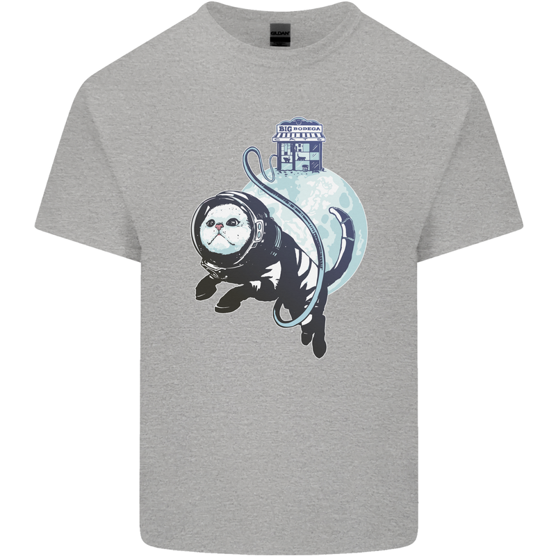 Space Astronaut Cat Funny Mens Cotton T-Shirt Tee Top Sports Grey
