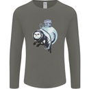 Space Astronaut Cat Funny Mens Long Sleeve T-Shirt Charcoal