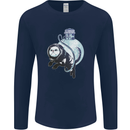 Space Astronaut Cat Funny Mens Long Sleeve T-Shirt Navy Blue