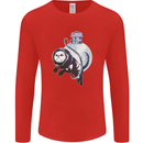 Space Astronaut Cat Funny Mens Long Sleeve T-Shirt Red