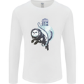 Space Astronaut Cat Funny Mens Long Sleeve T-Shirt White