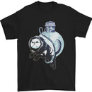 Space Astronaut Cat Funny Mens T-Shirt 100% Cotton Black