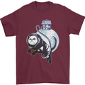 Space Astronaut Cat Funny Mens T-Shirt 100% Cotton Maroon