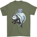 Space Astronaut Cat Funny Mens T-Shirt 100% Cotton Military Green