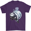 Space Astronaut Cat Funny Mens T-Shirt 100% Cotton Purple