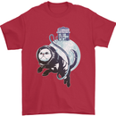 Space Astronaut Cat Funny Mens T-Shirt 100% Cotton Red