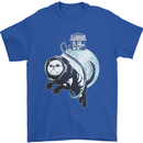 Space Astronaut Cat Funny Mens T-Shirt 100% Cotton Royal Blue