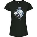 Space Astronaut Cat Funny Womens Petite Cut T-Shirt Black