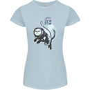 Space Astronaut Cat Funny Womens Petite Cut T-Shirt Light Blue
