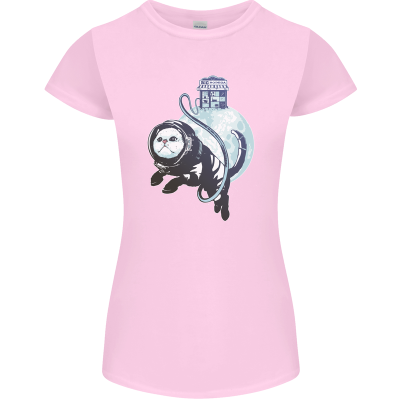 Space Astronaut Cat Funny Womens Petite Cut T-Shirt Light Pink