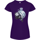Space Astronaut Cat Funny Womens Petite Cut T-Shirt Purple