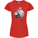 Space Astronaut Cat Funny Womens Petite Cut T-Shirt Red