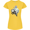 Space Astronaut Cat Funny Womens Petite Cut T-Shirt Yellow