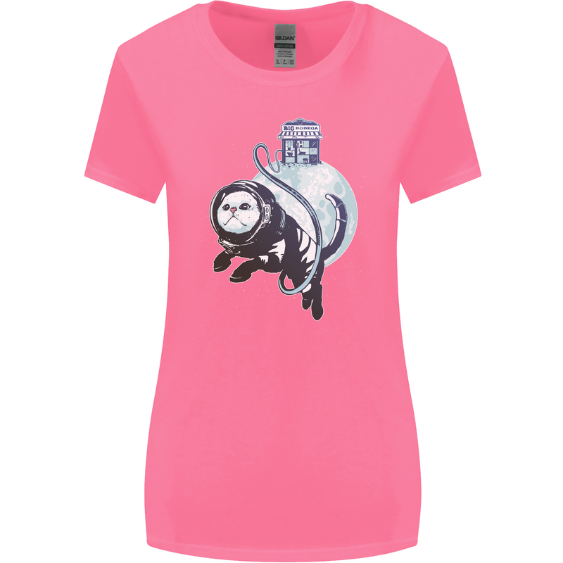 Space Astronaut Cat Funny Womens Wider Cut T-Shirt Azalea