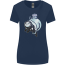 Space Astronaut Cat Funny Womens Wider Cut T-Shirt Navy Blue