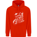 Space Biker Astronaut on a Motorcycle Space Childrens Kids Hoodie Bright Red
