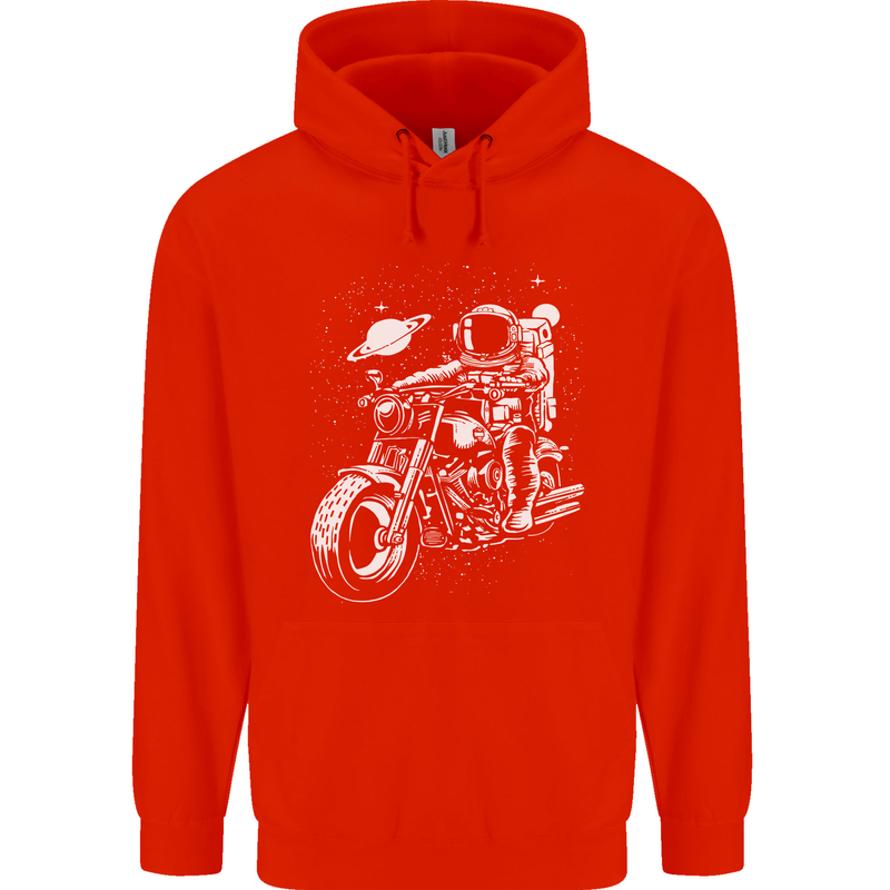 Space Biker Astronaut on a Motorcycle Space Childrens Kids Hoodie Bright Red