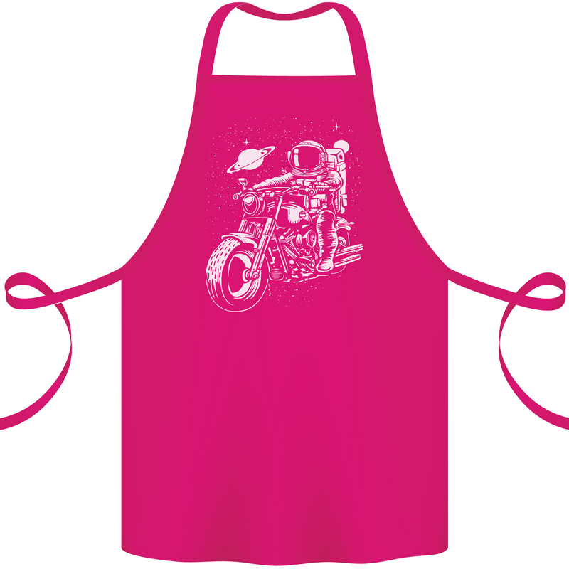 Space Biker Astronaut on a Motorcycle Space Cotton Apron 100% Organic Pink