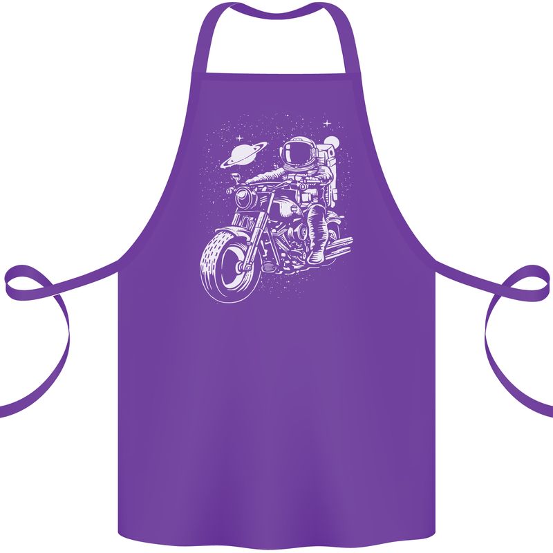 Space Biker Astronaut on a Motorcycle Space Cotton Apron 100% Organic Purple