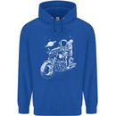Space Biker Astronaut on a Motorcycle Space Mens 80% Cotton Hoodie Royal Blue