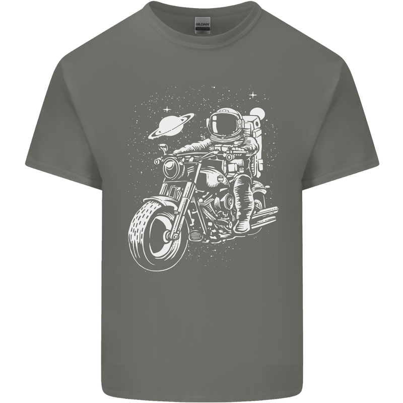 Space Biker Astronaut on a Motorcycle Space Mens Cotton T-Shirt Tee Top Charcoal