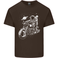 Space Biker Astronaut on a Motorcycle Space Mens Cotton T-Shirt Tee Top Dark Chocolate